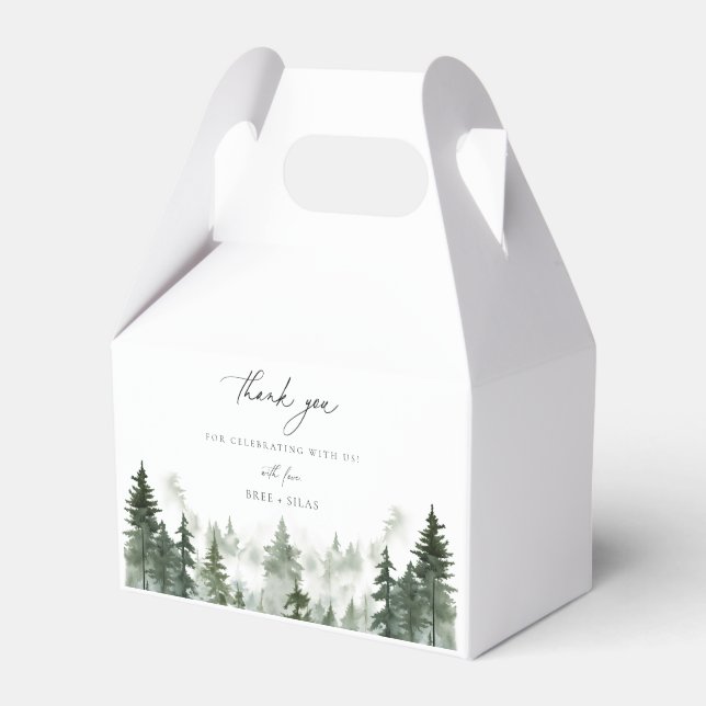 Wild Forest Pines Wedding Thank You Favor Box (Front Side)