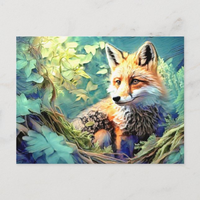 Wild Forest Red Fox - OWN ARTWORK -  Postcard (Front)