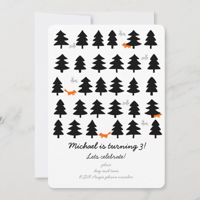 wild forest rows on white background invitation (Front)
