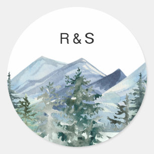 Wild Forest Wedding Monogram Classic Round Sticker