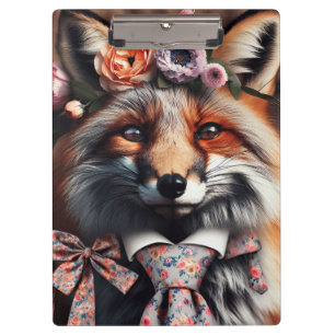 Wild fox wearing a tie cute  clipboard