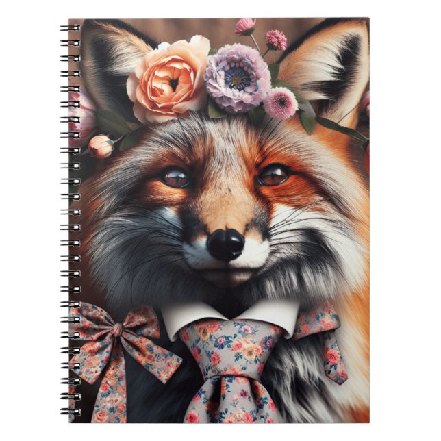 Wild fox wearing a tie cute  notebook (Front)
