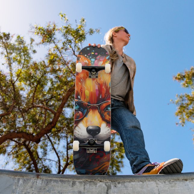 Wild Free Abstract Pop Fox  Skateboard (Outdoor 1)