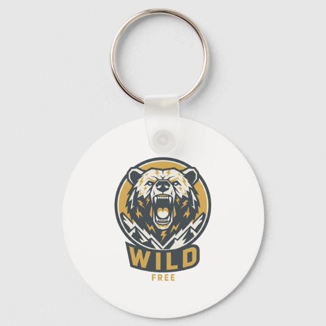 WILD & FREE Bear Emblem Keychain  (Front)