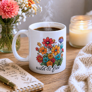 Wild & Free Bohemian Wildflowers  Coffee Mug