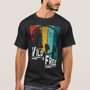 Wild & Free Camping & Hiking Vintage Retro Sunse T-Shirt