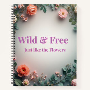  Wild & Free Floral Line Art   Boho Minimal Design Notebook