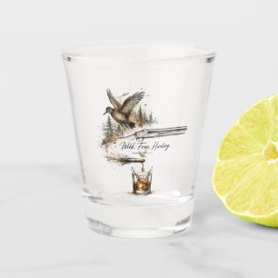 Wild ,Free Hunting Shotgun & Bullet to Bourbon Art Shot Glass