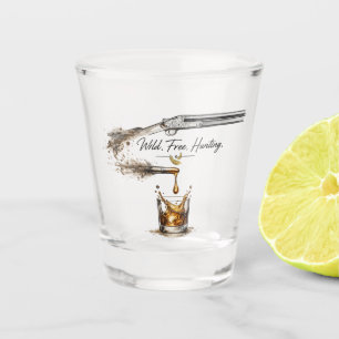 Wild ,Free Hunting Shotgun & Bullet to Bourbon Art Shot Glass