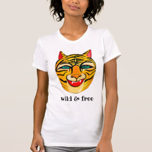Wild & Free Laughing Tiger Watercolor T-Shirt