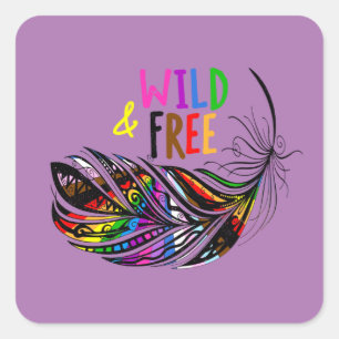 Wild & Free - LGBTQ+ Pride Diversity Rainbow Square Sticker