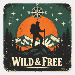 Wild & Free – Outdoor Freedom Nature Spirit Square Sticker