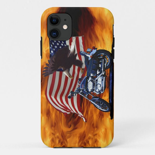 Wild & Free - Patriotic Eagle, Motorbike & US Flag Case-Mate iPhone Case (Back)
