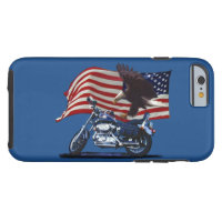 Wild & Free - Patriotic Eagle, Motorbike & US Flag
