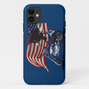 Wild & Free - Patriotic Eagle, Motorbike & US Flag Case-Mate iPhone Case