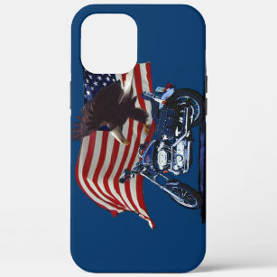 Wild & Free - Patriotic Eagle, Motorbike & US Flag iPhone 12 Pro Max Case