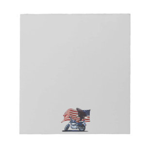 Wild & Free - Patriotic Eagle, Motorbike & US Flag Notepad