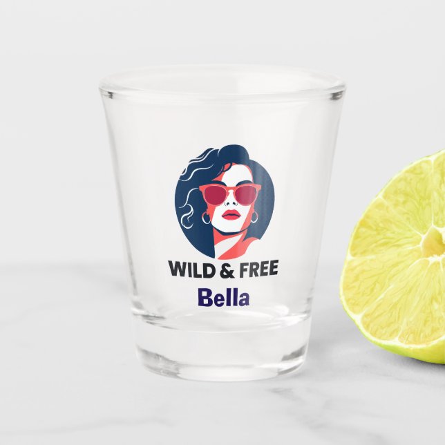 Wild & Free - Personalized Divorce Single  Shot Glass (Front)