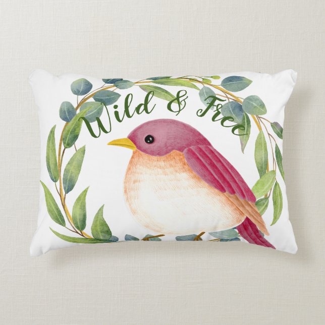 Wild & Free Song Bird Accent Pillow (Front)