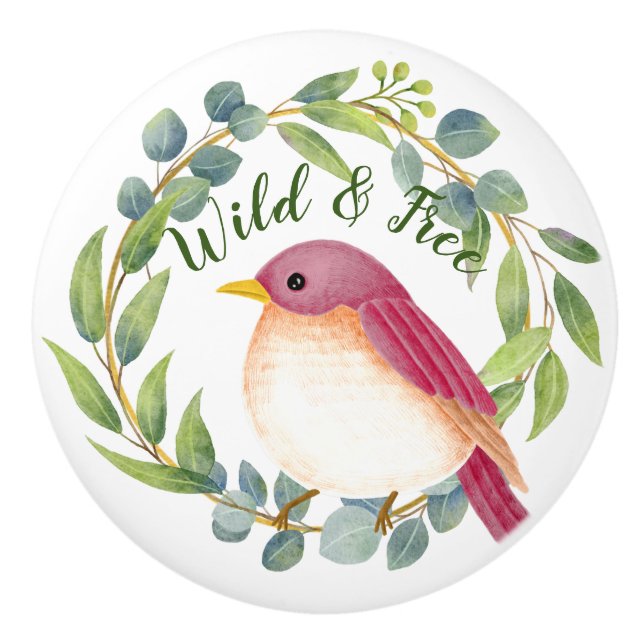 Wild & Free Song Bird  Ceramic Knob (Front)