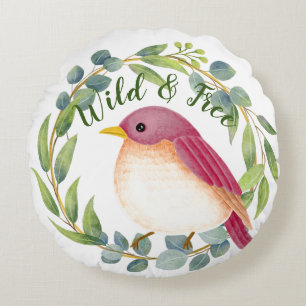Wild & Free Song Bird Round Pillow