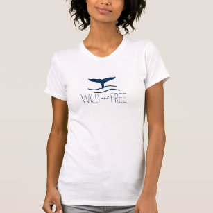 Wild & Free Whale Tail Navy Blue Beach Ocean T-Shirt