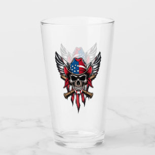 Wild freedom, American skull with baseball bats.  Glass