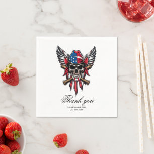 Wild freedom, American skull with baseball bats. Napkin
