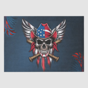 Wild freedom, American skull with baseball bats. Tissue Paper