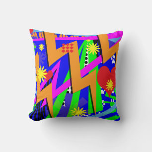 Wild Fun Neon Explosion Throwback Design Throw Pillow