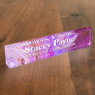 Wild Fuscia Acrylic Flow Art Desk Nameplate