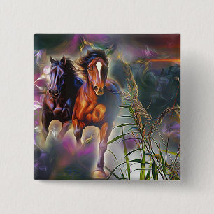 Wild gallop 2 inch square button