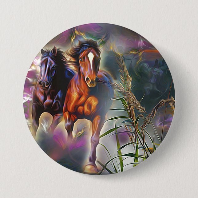 Wild gallop 3 inch round button (Front)