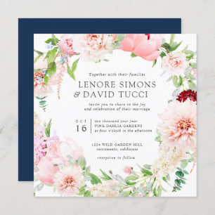 Wild Garden All in one Pink Botanical wedding Invitation