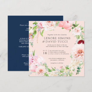Wild Garden All in one Pink Botanical wedding Invitation