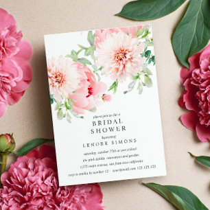 Wild Garden Dahlia Bouquet Bridal Shower Wedding Invitation