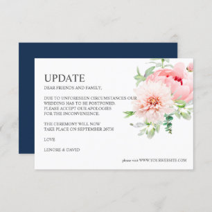 Wild Garden   Dahlia Peony  Pink WEDDING UPDATE Invitation