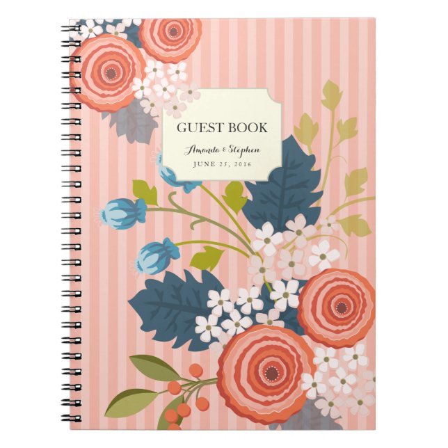 Wild Garden Floral Wedding Guest Book Notebook (Front)