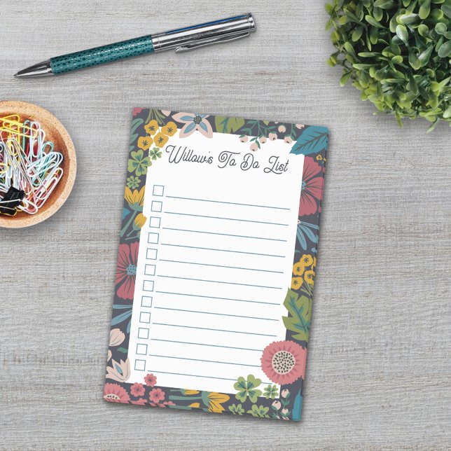 Wild Garden Florals Custom Name To Do List Post-it Notes (Creator Uploaded)