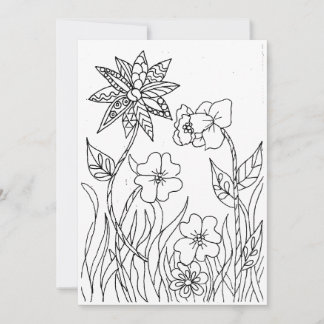 Wild Garden Flowers Colouring Card