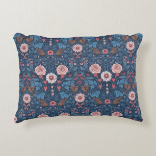 Wild garden in blue accent pillow