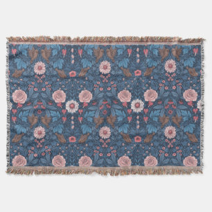 Wild garden in blue throw blanket
