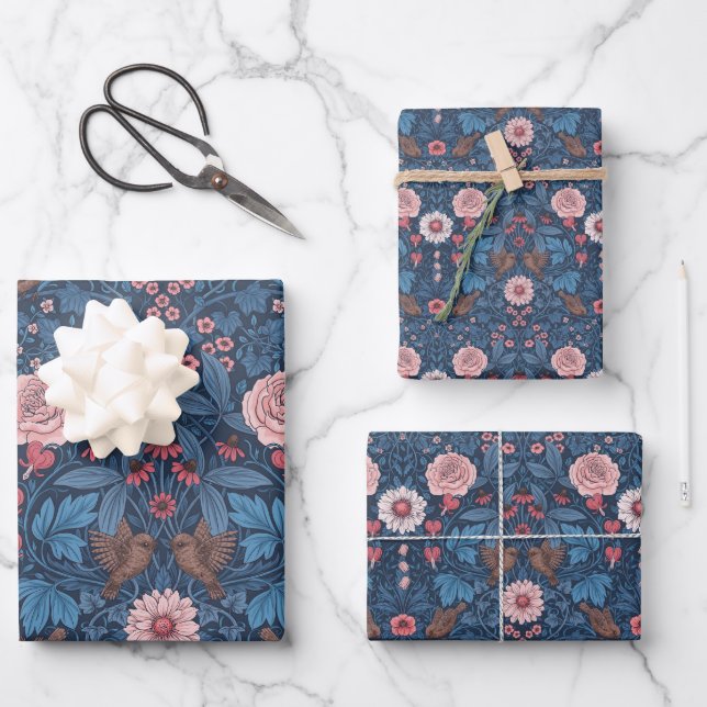 Wild garden in blue wrapping paper sheet (Front)