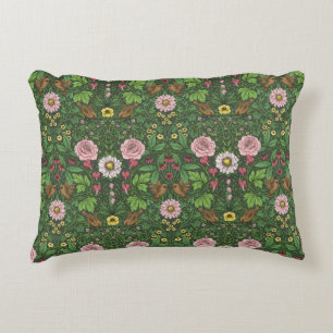 Wild garden in green accent pillow