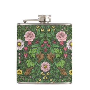 Wild garden in green hip flask