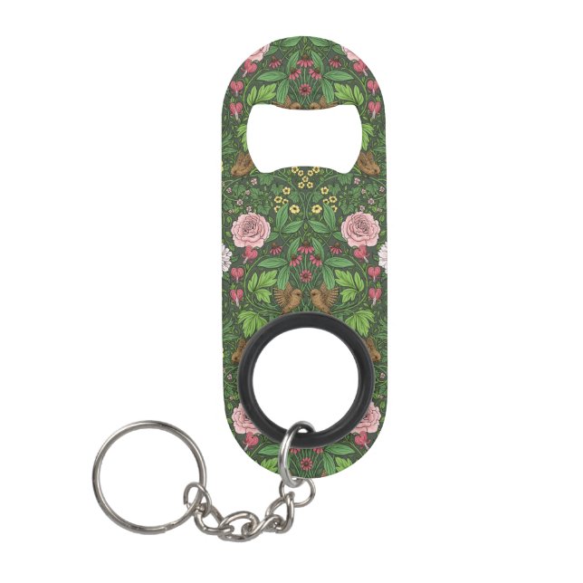 Wild garden in green keychain bottle opener (Front)