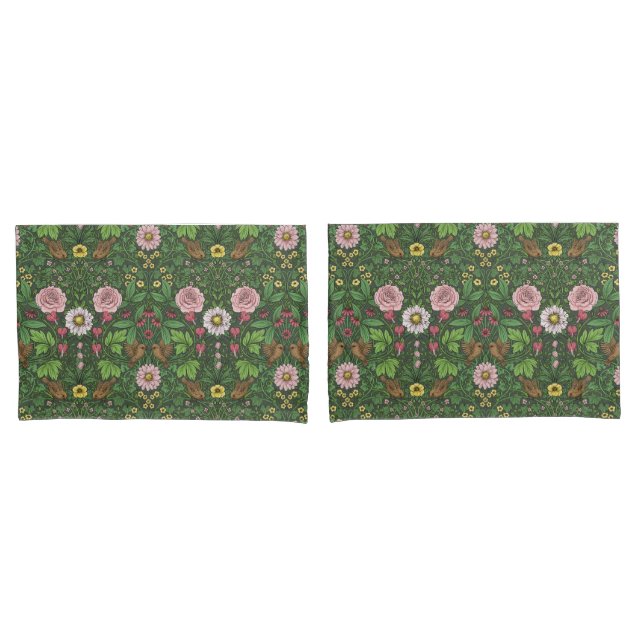 Wild garden in green pillowcase (Front-Set)