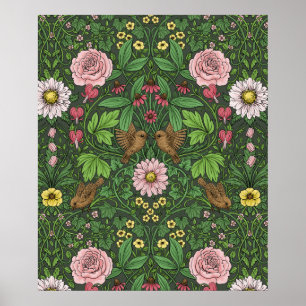 Wild garden in green poster