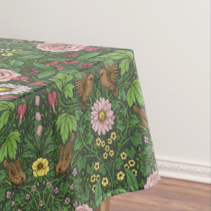 Wild garden in green tablecloth
