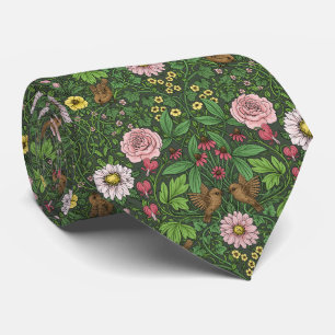 Wild garden in green tie